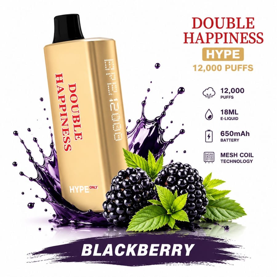 DOUBLE HAPPINESS HYPE BLACKBERRY – 12000 PUFFS