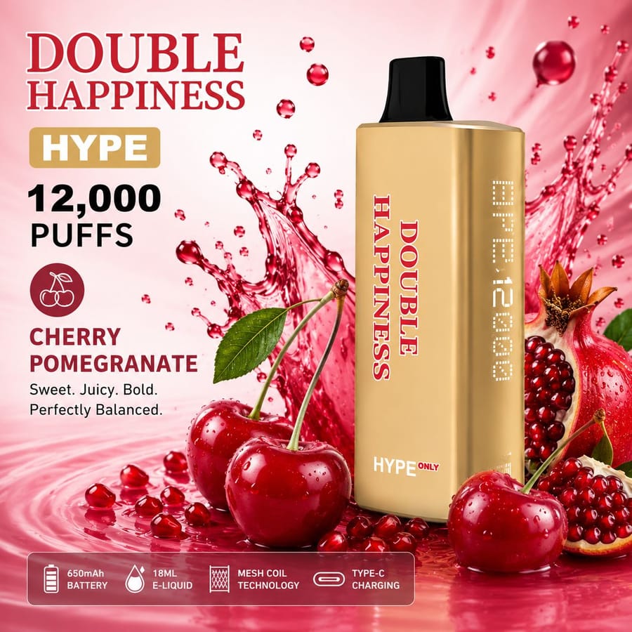 DOUBLE HAPPINESS HYPE CHERRY POMEGRANATE – 12000 PUFFS